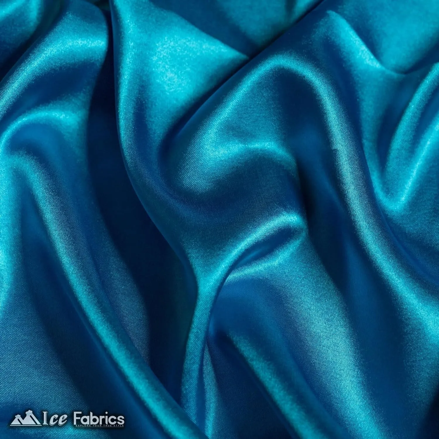 New Shiny Turquoise Charmeuse Stretch Satin Fabric
