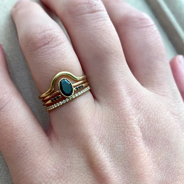Oval Black Diamond Wisp Ring