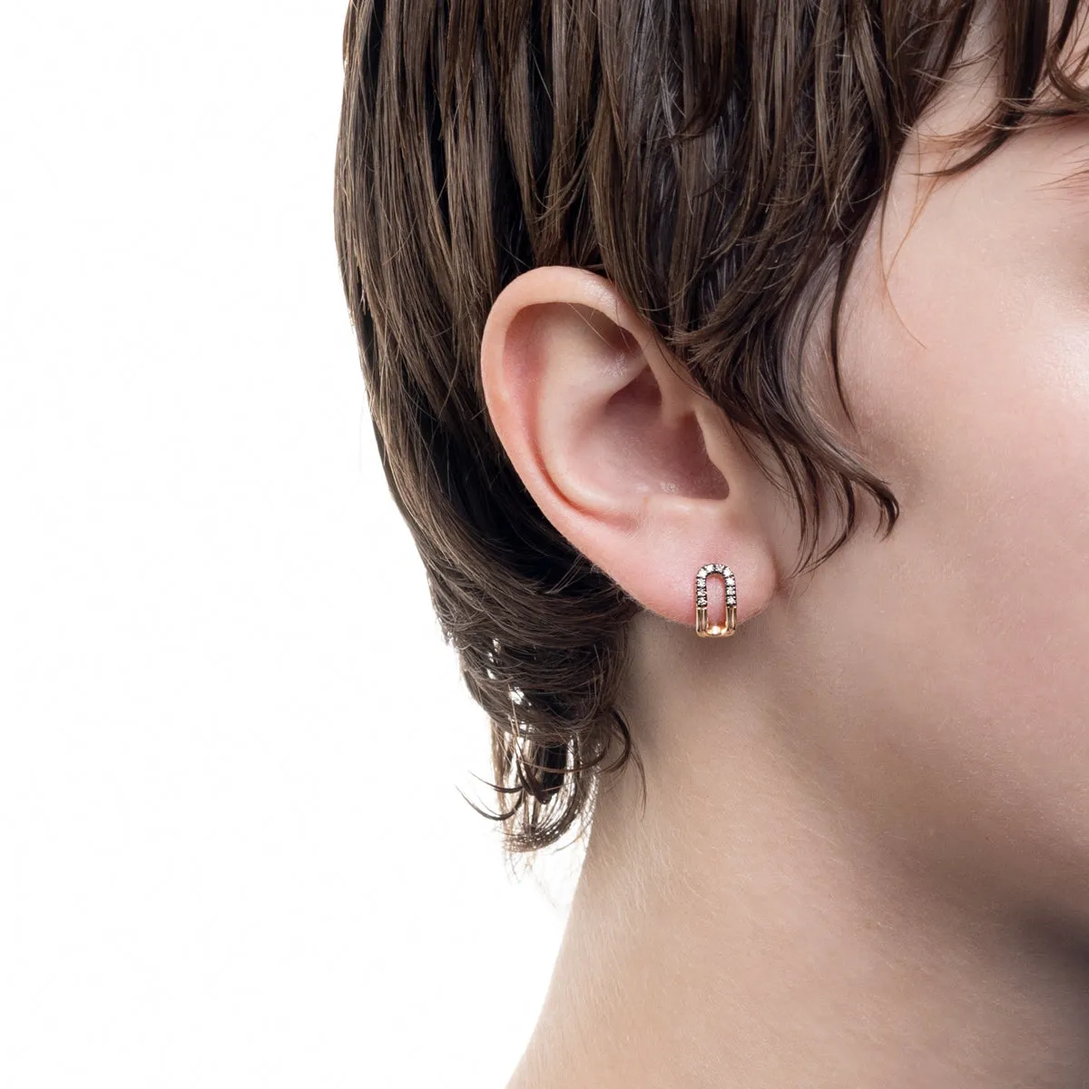 "Beluga" Oblong Diamond Earring Black Ruthenium Plated