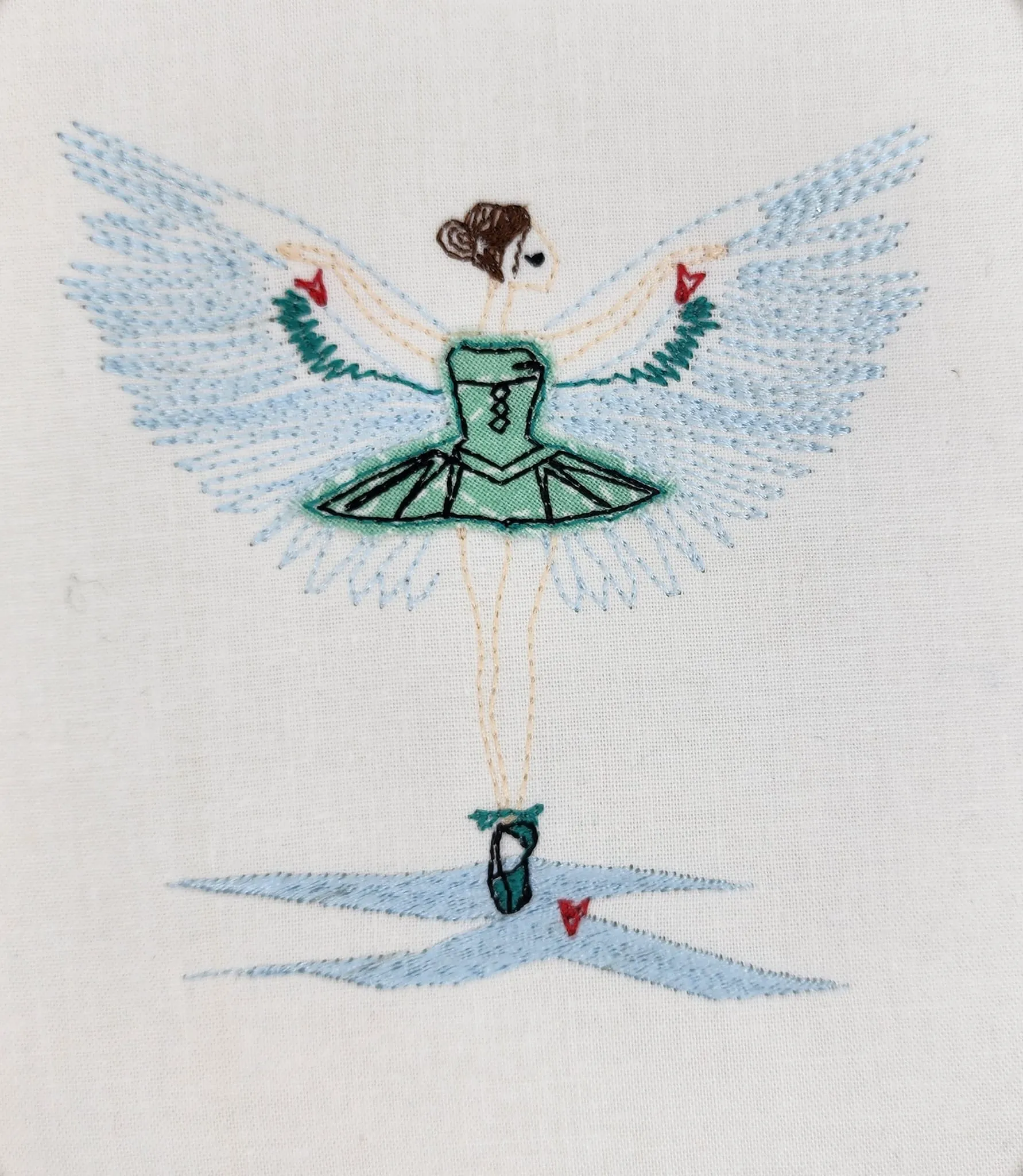 Raw Edge Applique Swam Princess 4x4 5x7