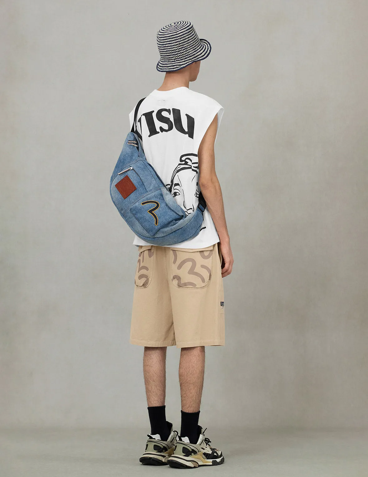Seagull Embroidery Denim Crossbody Bag