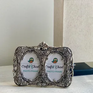Silver Plated Antique Dual Photo Frame - Home Decor - Decorative Gift item