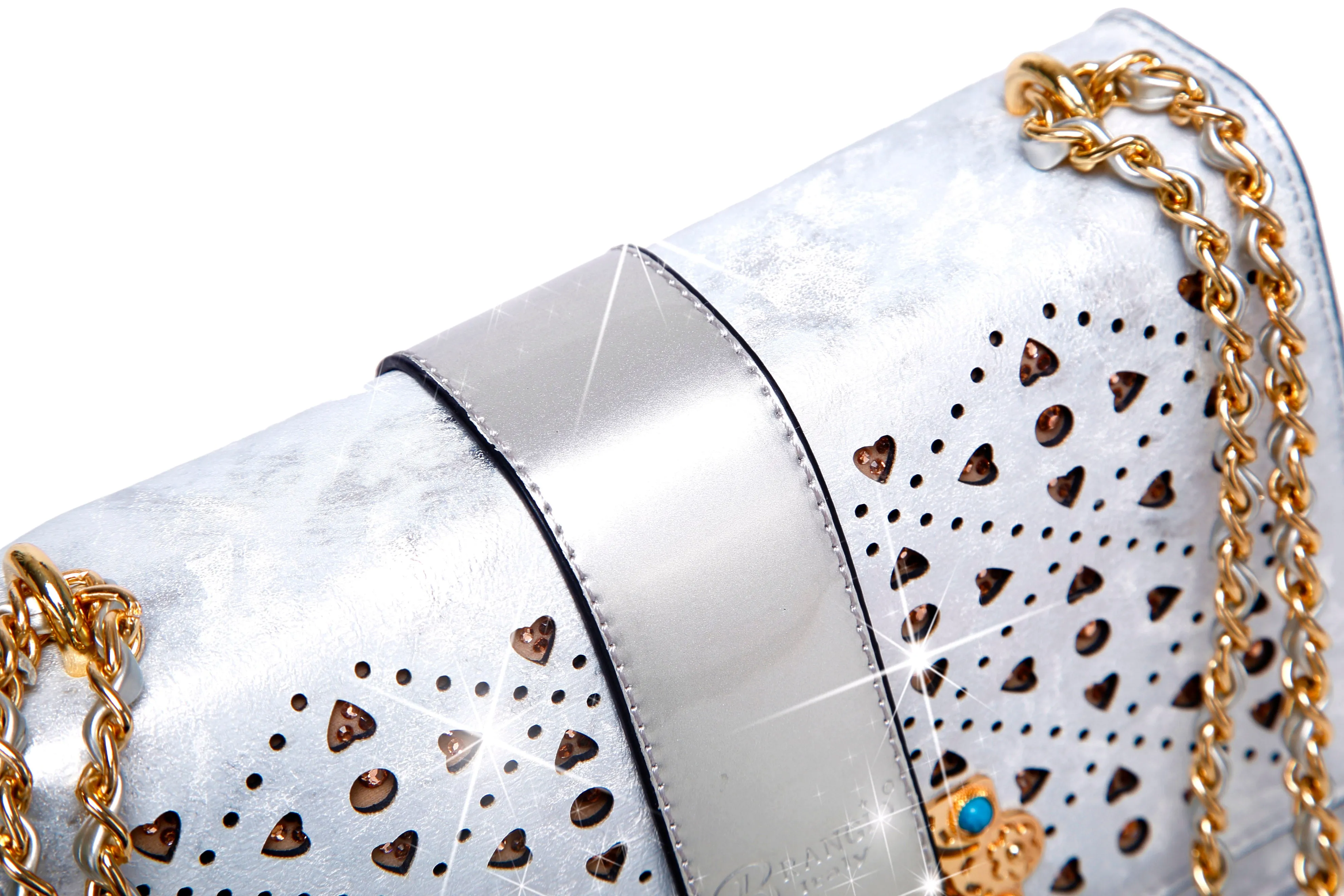 Sparkle of Hearts Crossbody Bag With Sparkling Crystal Strap