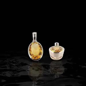 Sterling Silver Pendant with Oval Citrine
