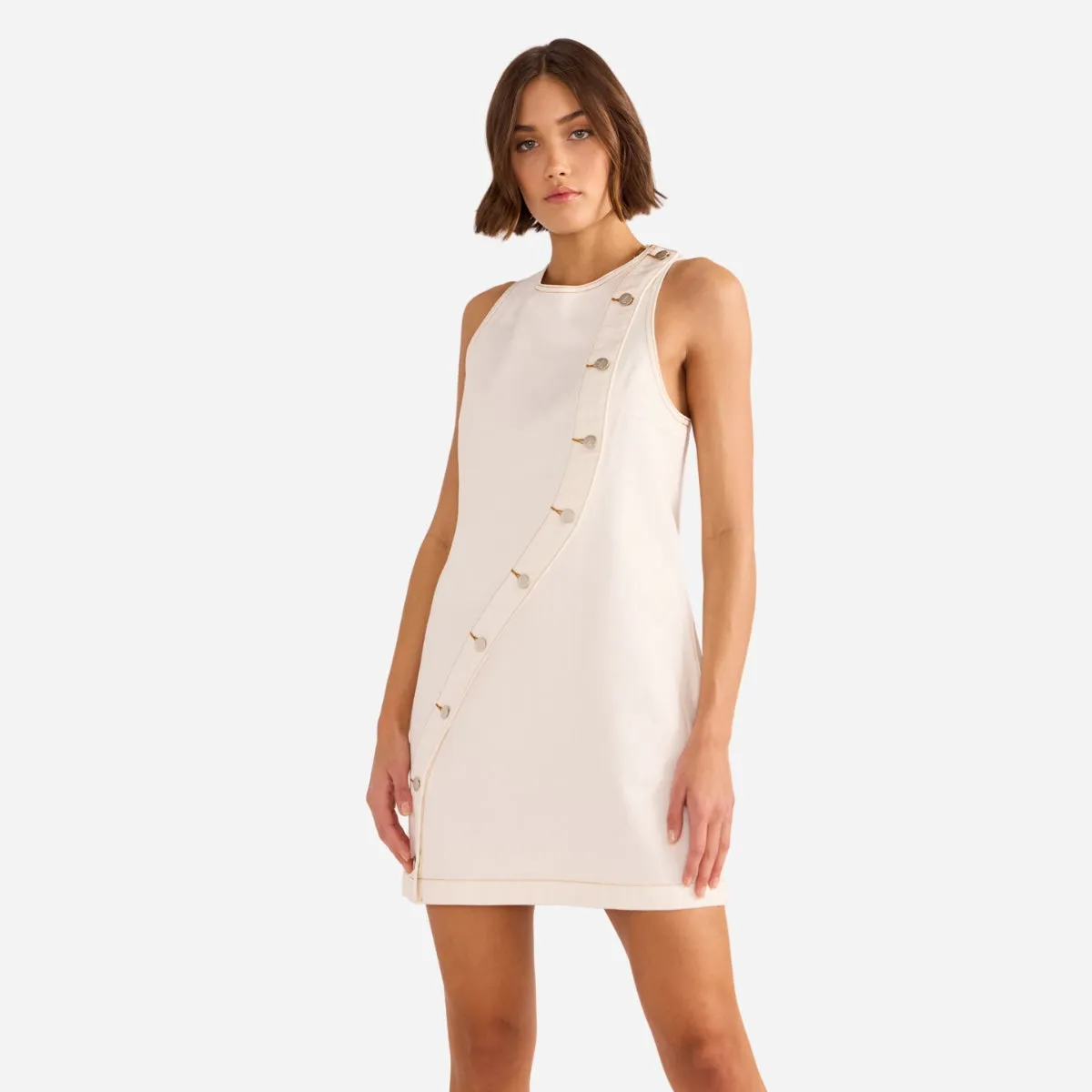 Tabitha Denim Mini Dress (White)
