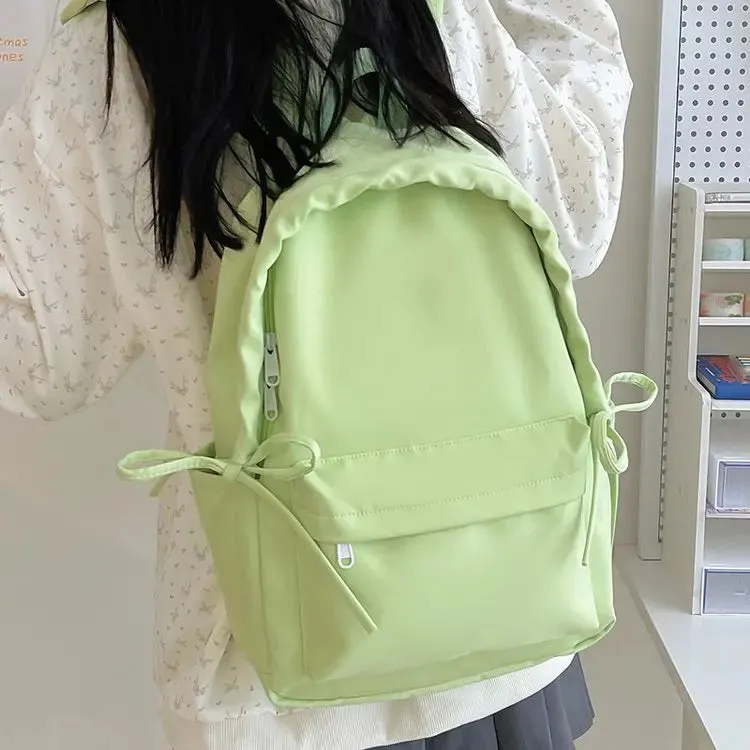 TAVIMART  -  Backpacks for Students Fashion Girls Casual Simple Solid Bow Women's Bags Y2k Aesthetic All Match Chic Schoolbags Female Trendy