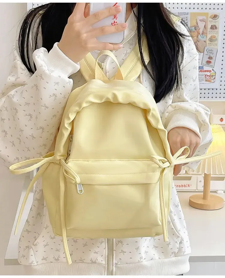 TAVIMART  -  Backpacks for Students Fashion Girls Casual Simple Solid Bow Women's Bags Y2k Aesthetic All Match Chic Schoolbags Female Trendy