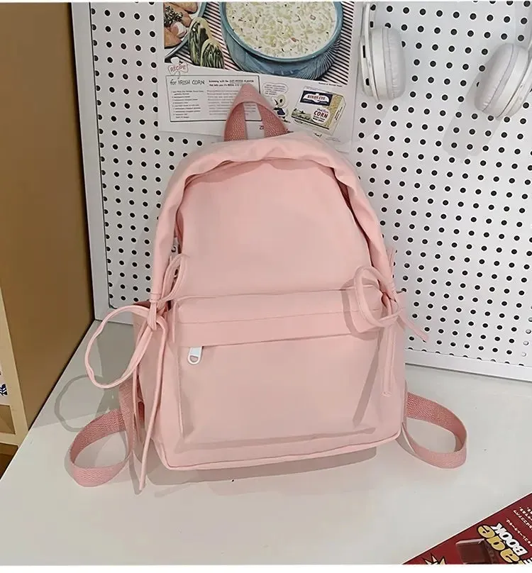TAVIMART  -  Backpacks for Students Fashion Girls Casual Simple Solid Bow Women's Bags Y2k Aesthetic All Match Chic Schoolbags Female Trendy