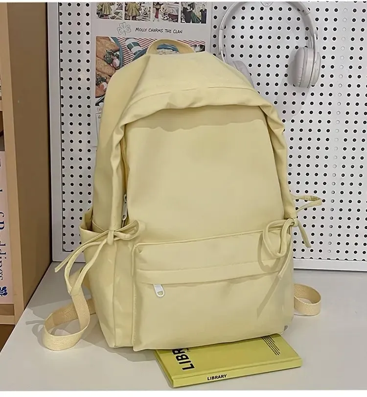 TAVIMART  -  Backpacks for Students Fashion Girls Casual Simple Solid Bow Women's Bags Y2k Aesthetic All Match Chic Schoolbags Female Trendy