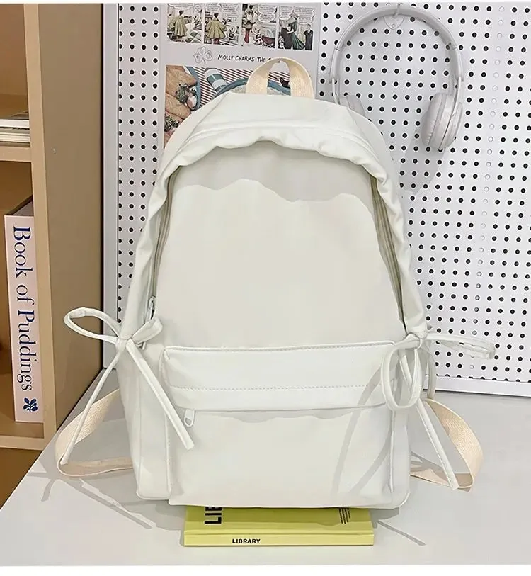 TAVIMART  -  Backpacks for Students Fashion Girls Casual Simple Solid Bow Women's Bags Y2k Aesthetic All Match Chic Schoolbags Female Trendy