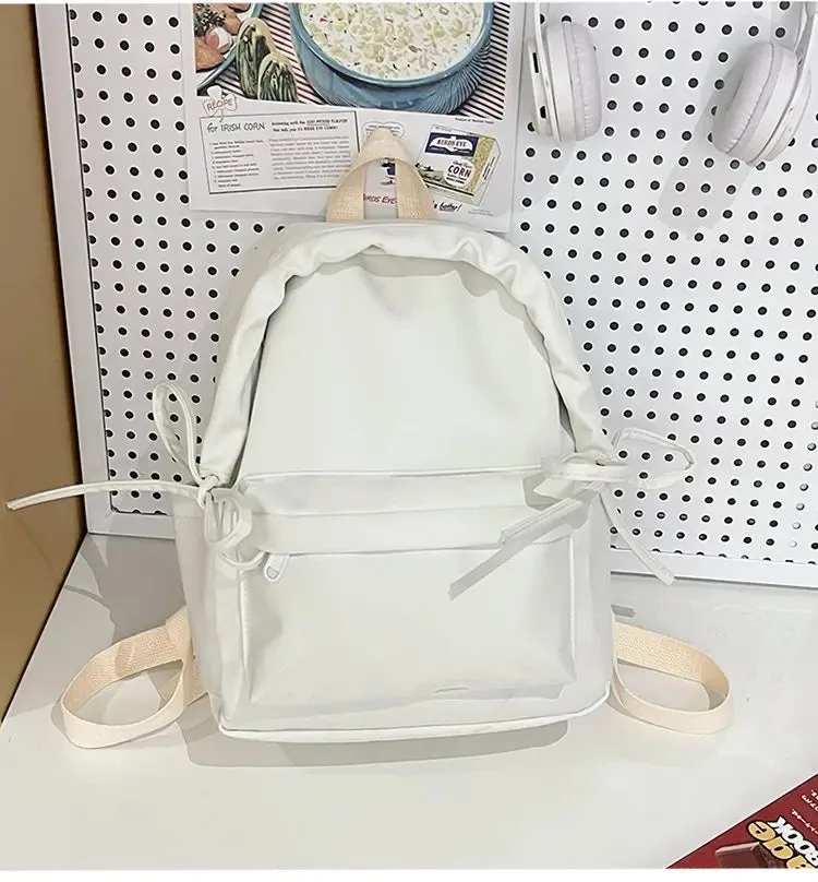 TAVIMART  -  Backpacks for Students Fashion Girls Casual Simple Solid Bow Women's Bags Y2k Aesthetic All Match Chic Schoolbags Female Trendy