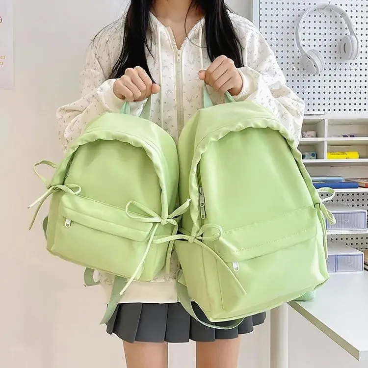 TAVIMART  -  Backpacks for Students Fashion Girls Casual Simple Solid Bow Women's Bags Y2k Aesthetic All Match Chic Schoolbags Female Trendy
