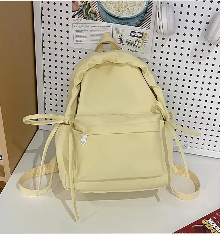 TAVIMART  -  Backpacks for Students Fashion Girls Casual Simple Solid Bow Women's Bags Y2k Aesthetic All Match Chic Schoolbags Female Trendy