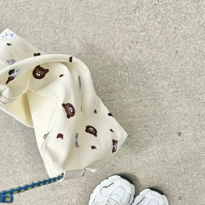 TAVIMART  -  Cartoon Sweet Cat Embroidery Shoulder Bags Women Kawaii Cute Y2k Casual Handbags Trendy Japanese All Match Canvas Underarm Bag