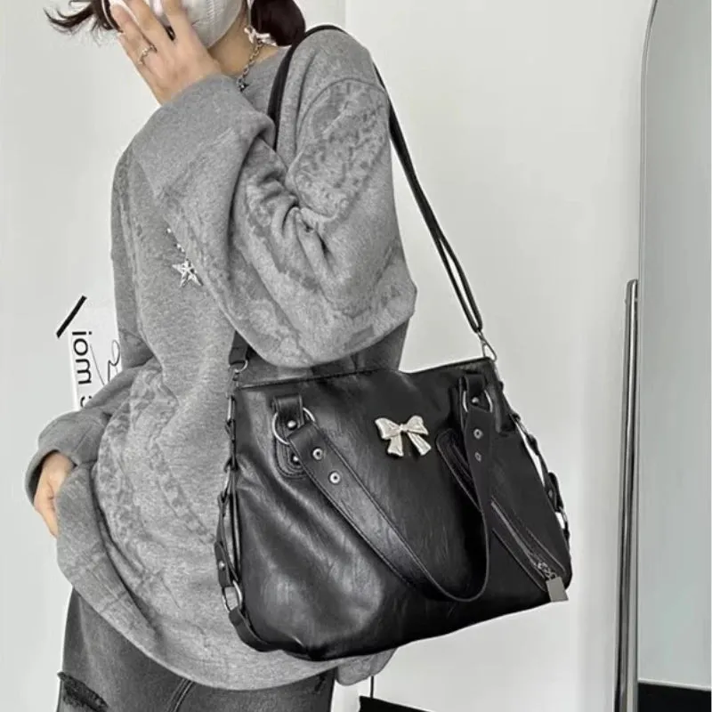 TAVIMART  -  High-capacity Casual Trendy Women's Handbags Y2k Aesthetic Vintage All Match Tote Bags Transparent Fashion Shoulder Underarm Bag