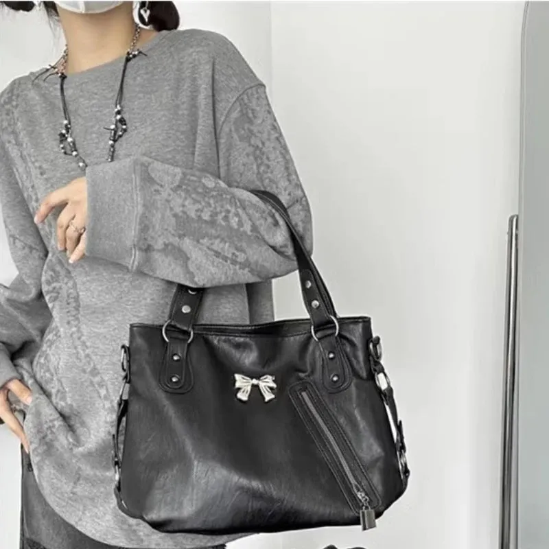 TAVIMART  -  High-capacity Casual Trendy Women's Handbags Y2k Aesthetic Vintage All Match Tote Bags Transparent Fashion Shoulder Underarm Bag