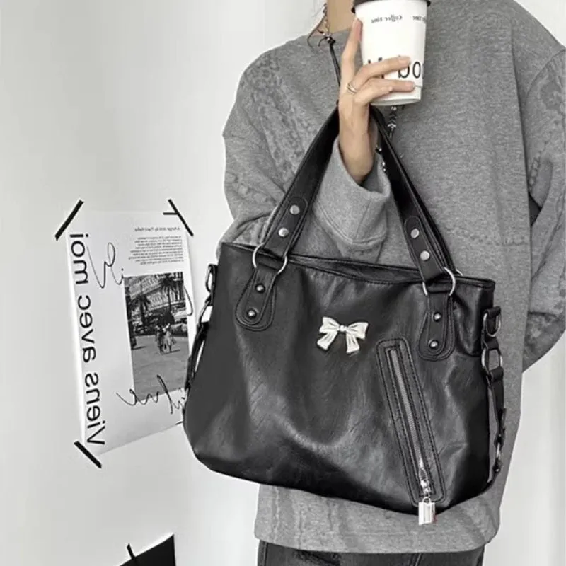 TAVIMART  -  High-capacity Casual Trendy Women's Handbags Y2k Aesthetic Vintage All Match Tote Bags Transparent Fashion Shoulder Underarm Bag