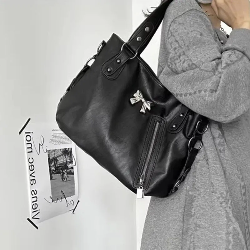 TAVIMART  -  High-capacity Casual Trendy Women's Handbags Y2k Aesthetic Vintage All Match Tote Bags Transparent Fashion Shoulder Underarm Bag