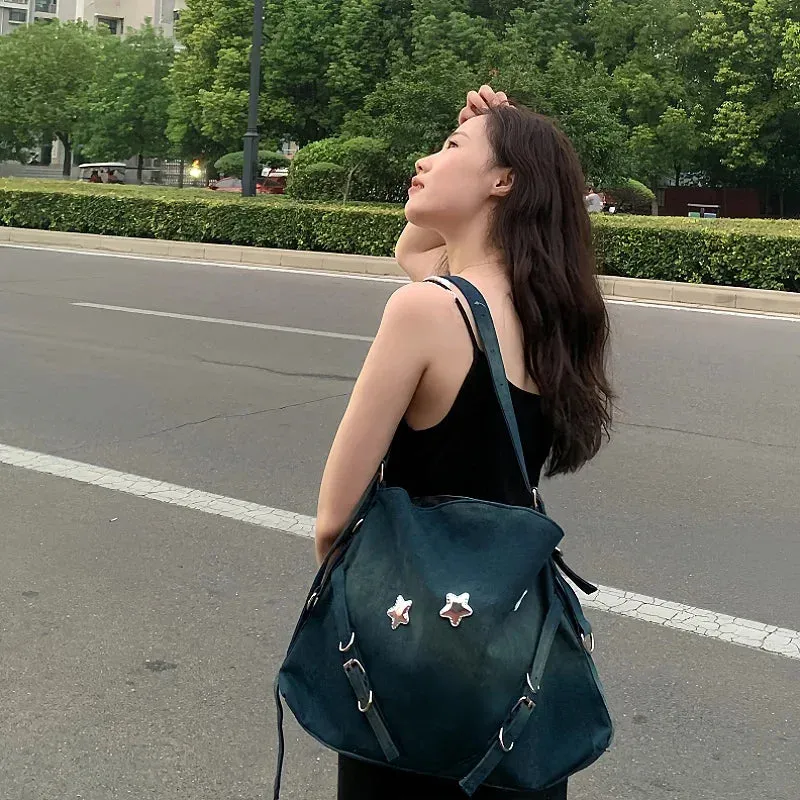 TAVIMART  -  High-capacity Y2k Streetwear Women's Shoulder Bag Japanese Vintage Denim Star Tote Bags Grunge Casual Trendy Handbags Crossbod