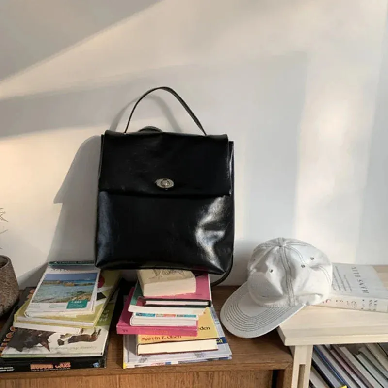 TAVIMART  -  Korean Simple Trendy Solid Schoolbags Y2k Aesthetic High-capacity Fashion Women Handbags Casual All Match Backpack for Students