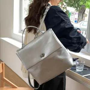 TAVIMART  -  Korean Simple Trendy Solid Schoolbags Y2k Aesthetic High-capacity Fashion Women Handbags Casual All Match Backpack for Students
