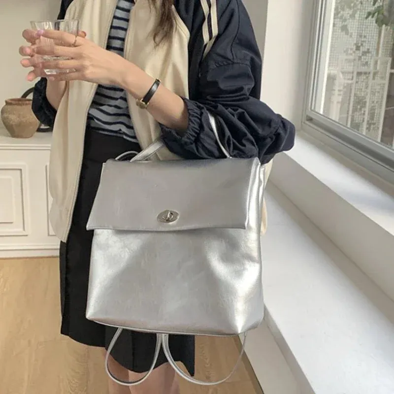 TAVIMART  -  Korean Simple Trendy Solid Schoolbags Y2k Aesthetic High-capacity Fashion Women Handbags Casual All Match Backpack for Students