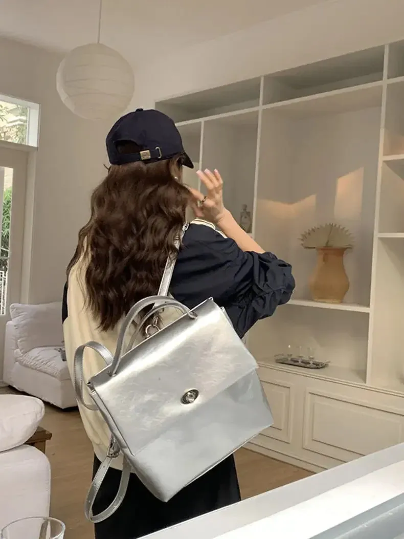 TAVIMART  -  Korean Simple Trendy Solid Schoolbags Y2k Aesthetic High-capacity Fashion Women Handbags Casual All Match Backpack for Students