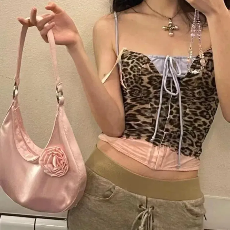 TAVIMART  -  Vintage Casual Patchwork Flower Shoulder Bags Streetwear  All Match Trendy Underarm Bag Fashion Simple Casual Women's Handbags