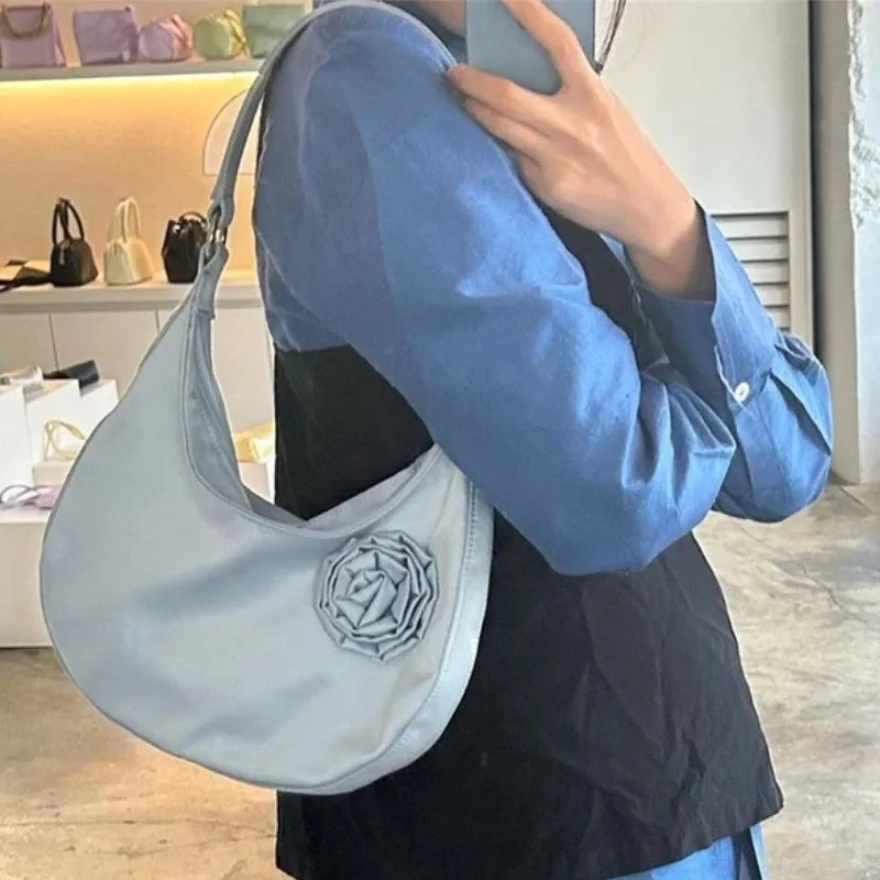 TAVIMART  -  Vintage Casual Patchwork Flower Shoulder Bags Streetwear  All Match Trendy Underarm Bag Fashion Simple Casual Women's Handbags