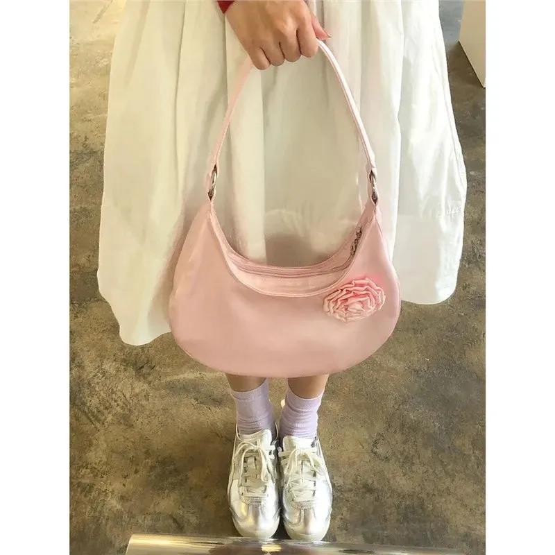 TAVIMART  -  Vintage Casual Patchwork Flower Shoulder Bags Streetwear  All Match Trendy Underarm Bag Fashion Simple Casual Women's Handbags