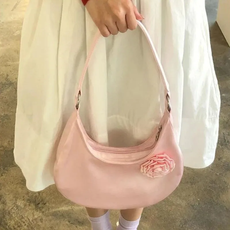 TAVIMART  -  Vintage Casual Patchwork Flower Shoulder Bags Streetwear  All Match Trendy Underarm Bag Fashion Simple Casual Women's Handbags