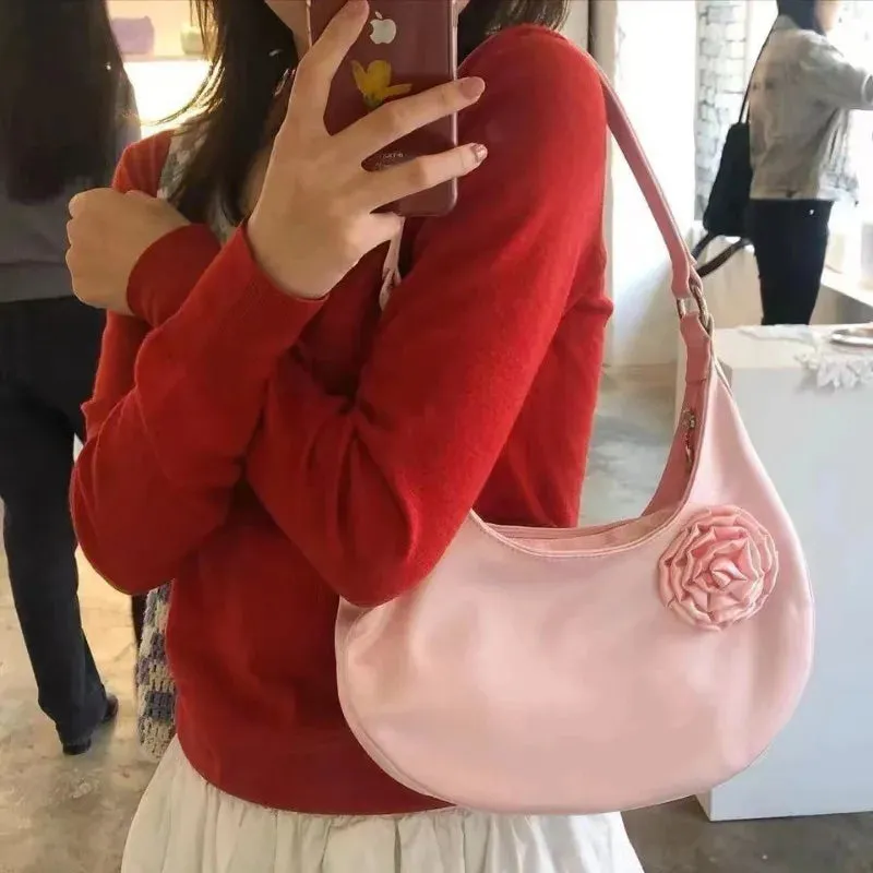 TAVIMART  -  Vintage Casual Patchwork Flower Shoulder Bags Streetwear  All Match Trendy Underarm Bag Fashion Simple Casual Women's Handbags