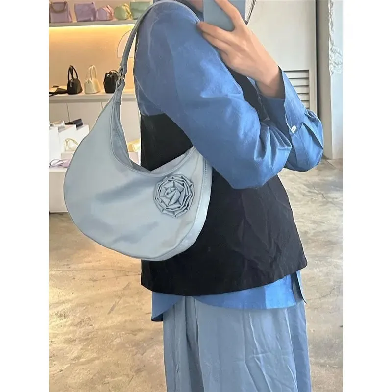 TAVIMART  -  Vintage Casual Patchwork Flower Shoulder Bags Streetwear  All Match Trendy Underarm Bag Fashion Simple Casual Women's Handbags