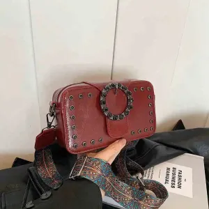 Uniwim Retro Premium Rivet Style Crossbody Bag For Women New Trendy Fashion Small Square Bag Casual Versatile Solid Color Shoulder Bag
