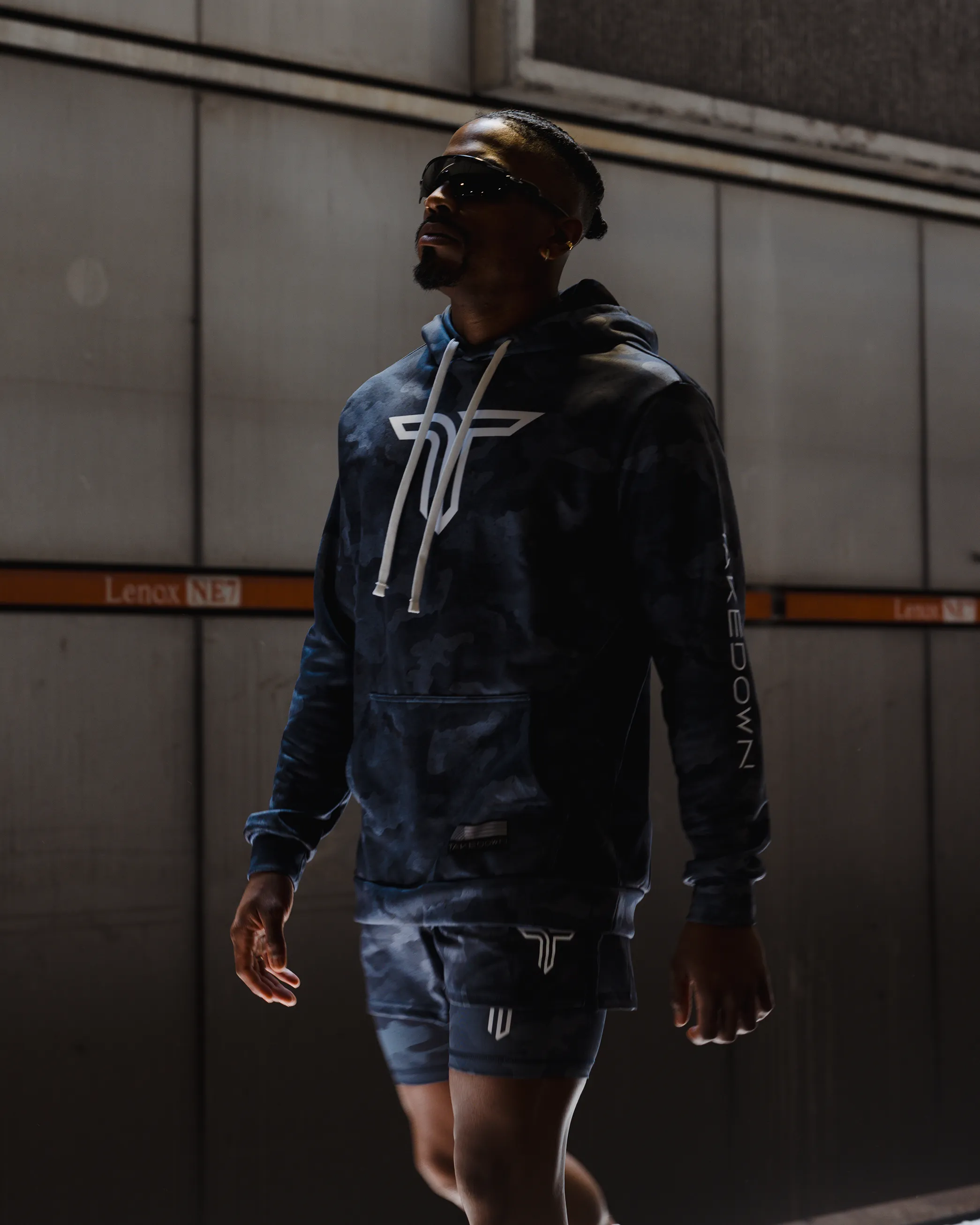 Urban Camo Performance Hoodie - Navy