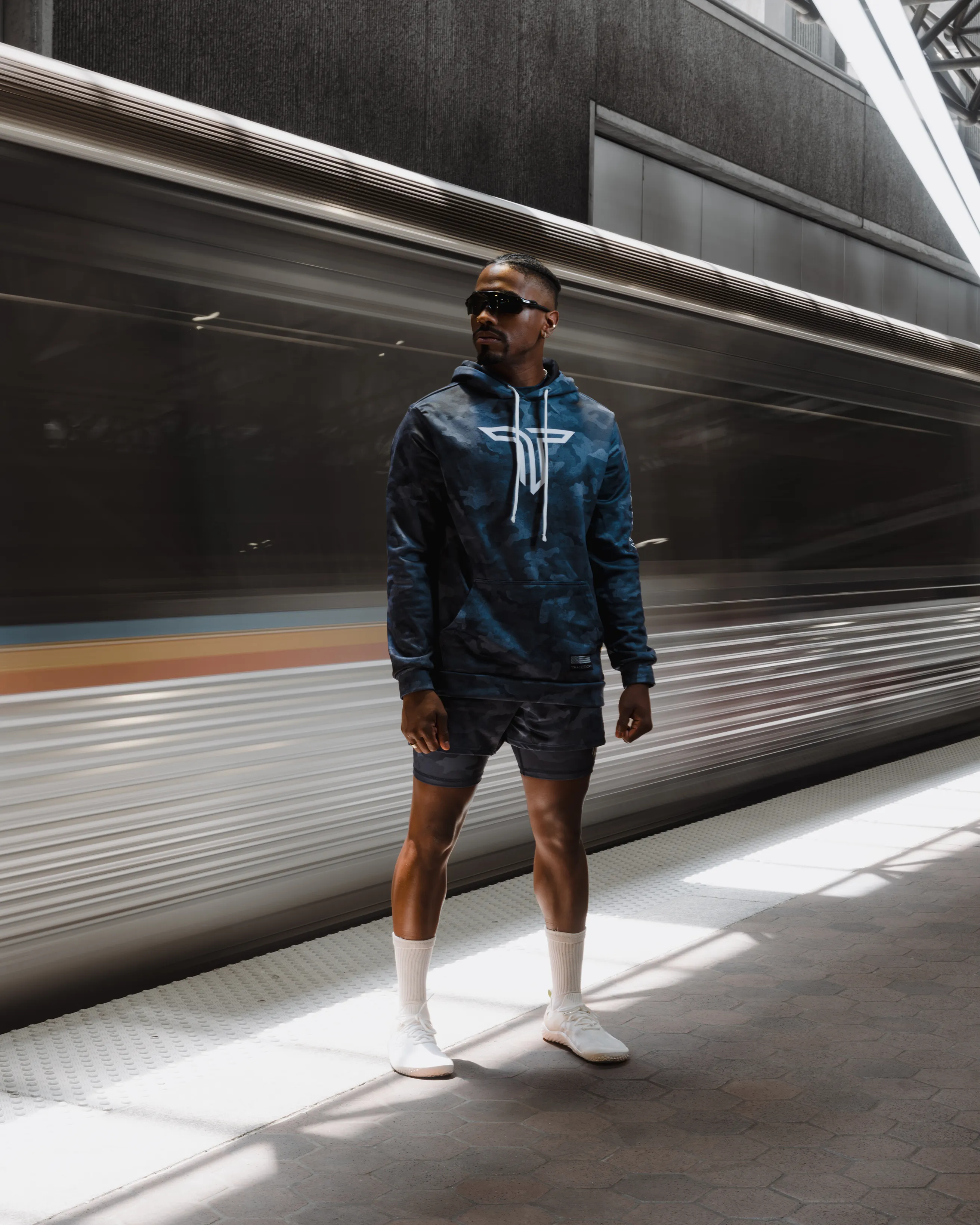 Urban Camo Performance Hoodie - Navy