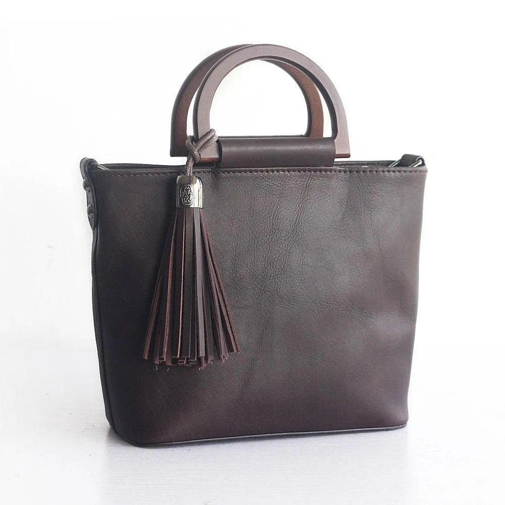 Vintage Designer Bag, Cowhide Leather Handbag, Retro Handcrafted Lady Tassel Handbag, Gift for Her