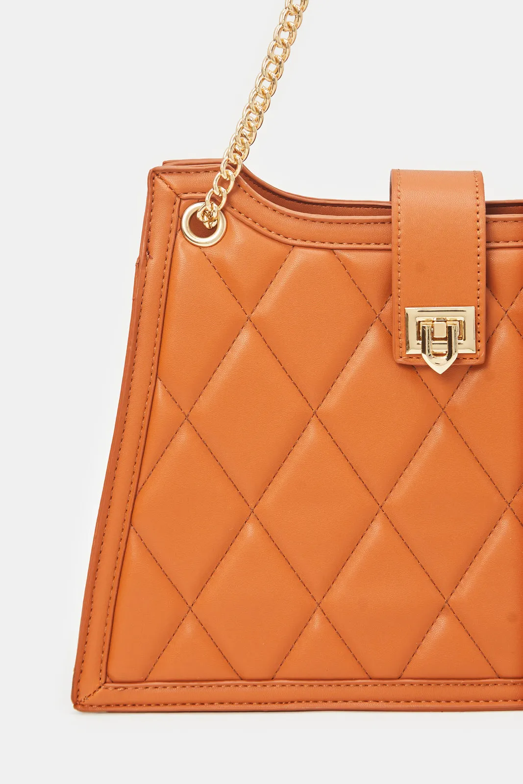 Women Tan Textured Tote Bag