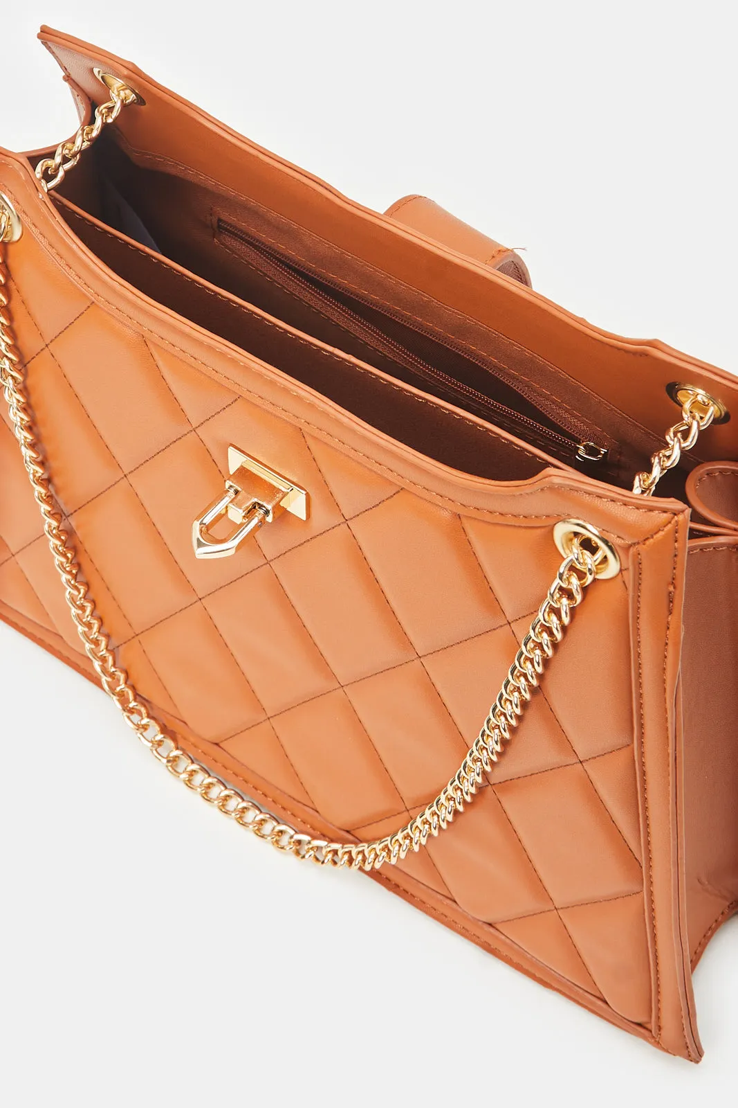 Women Tan Textured Tote Bag