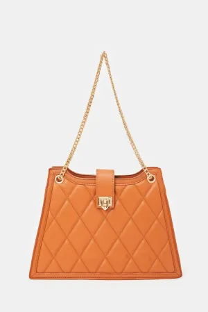Women Tan Textured Tote Bag