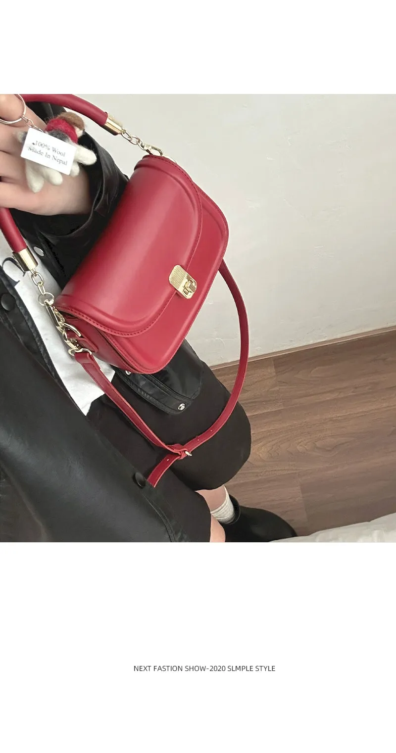 Women's New Year Red Fashion Satchel Small Square Bag