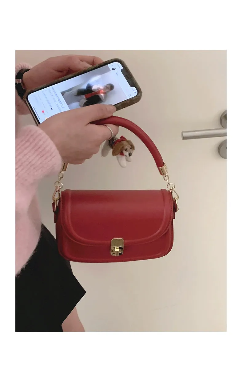 Women's New Year Red Fashion Satchel Small Square Bag