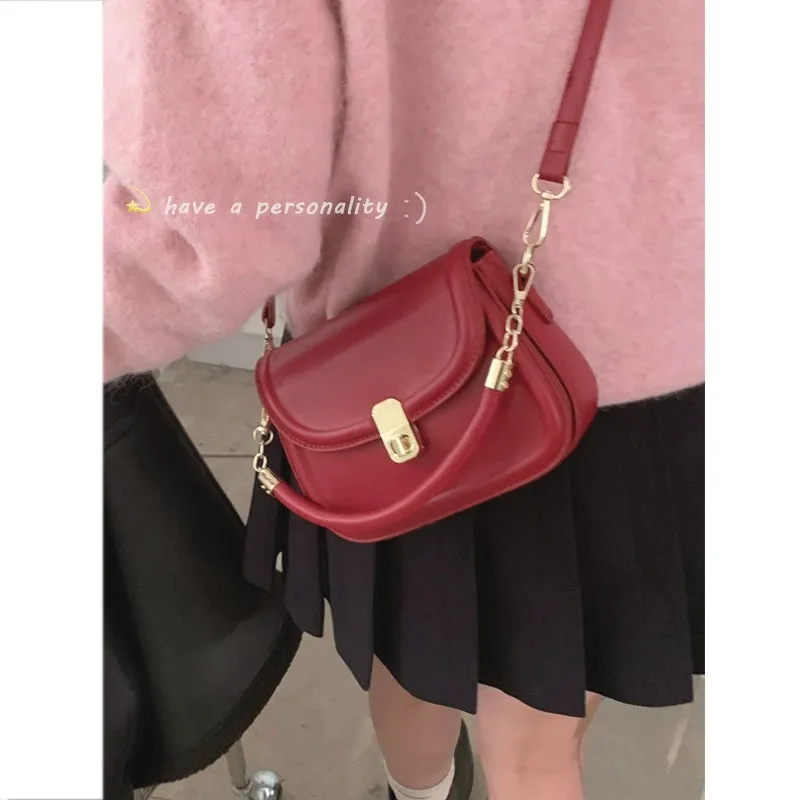 Women's New Year Red Fashion Satchel Small Square Bag