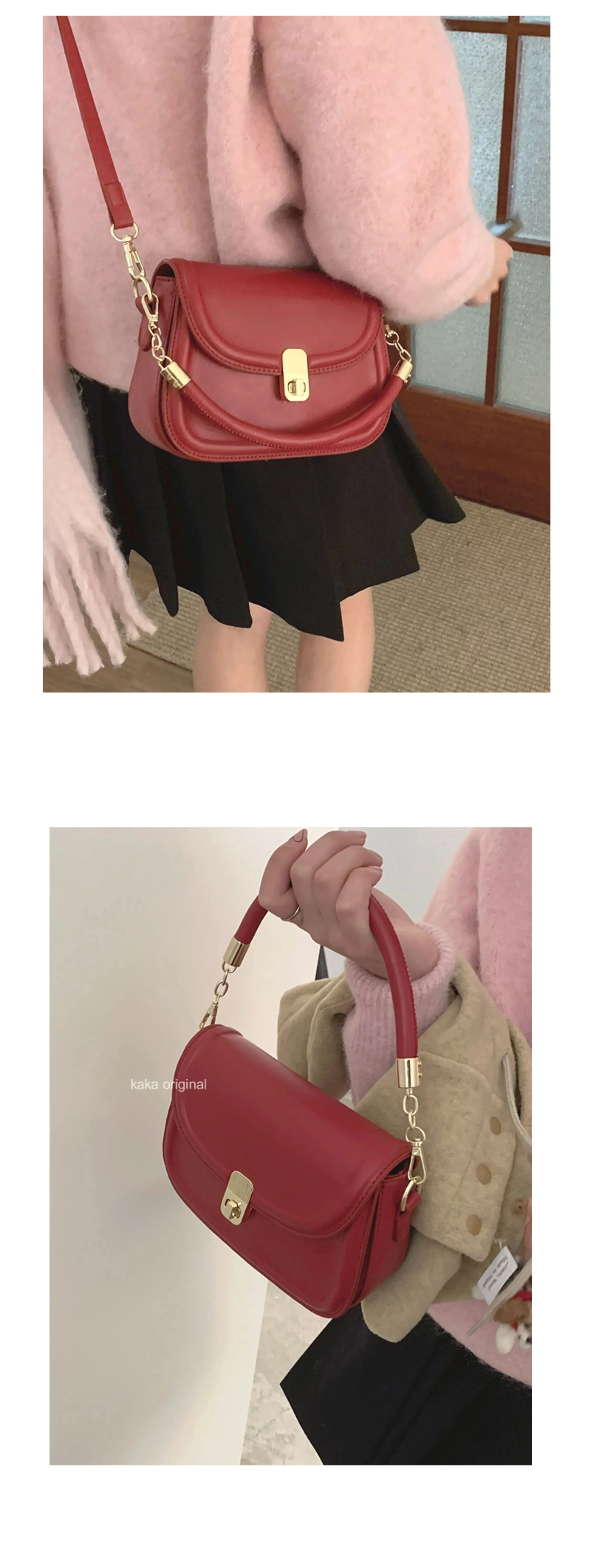 Women's New Year Red Fashion Satchel Small Square Bag