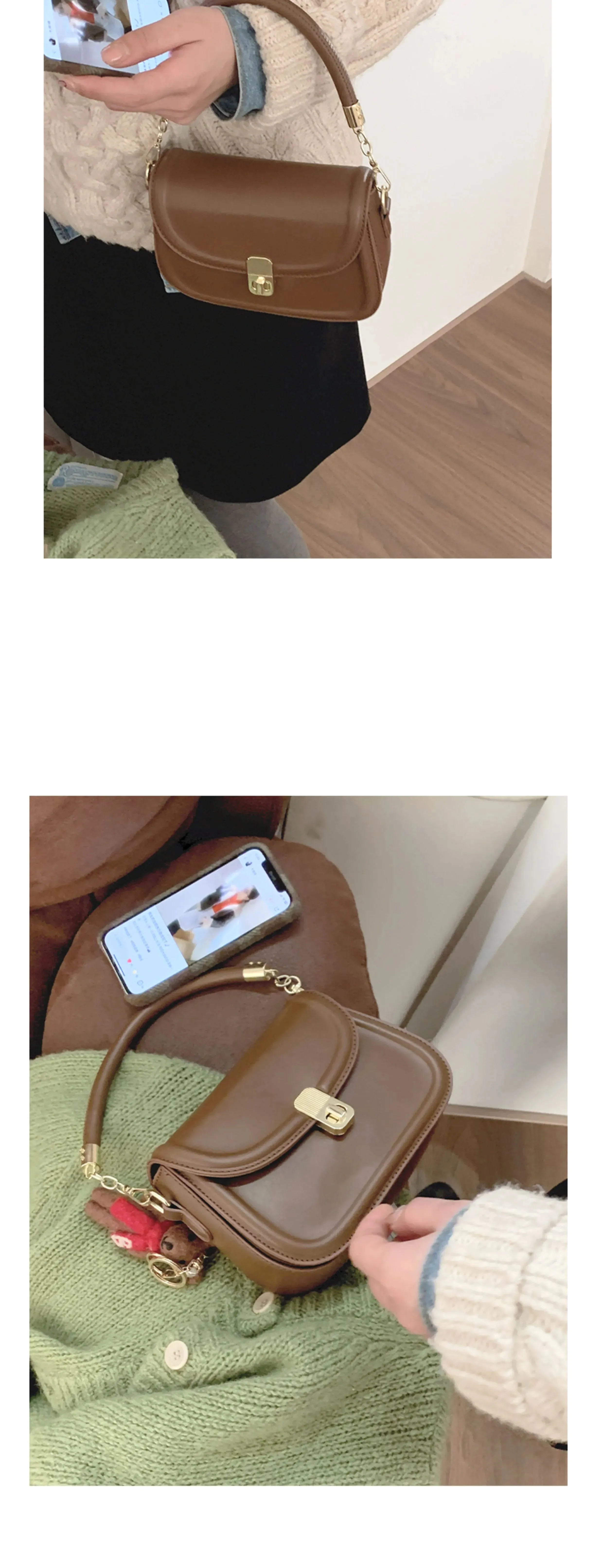 Women's New Year Red Fashion Satchel Small Square Bag