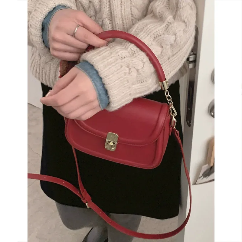 Women's New Year Red Fashion Satchel Small Square Bag