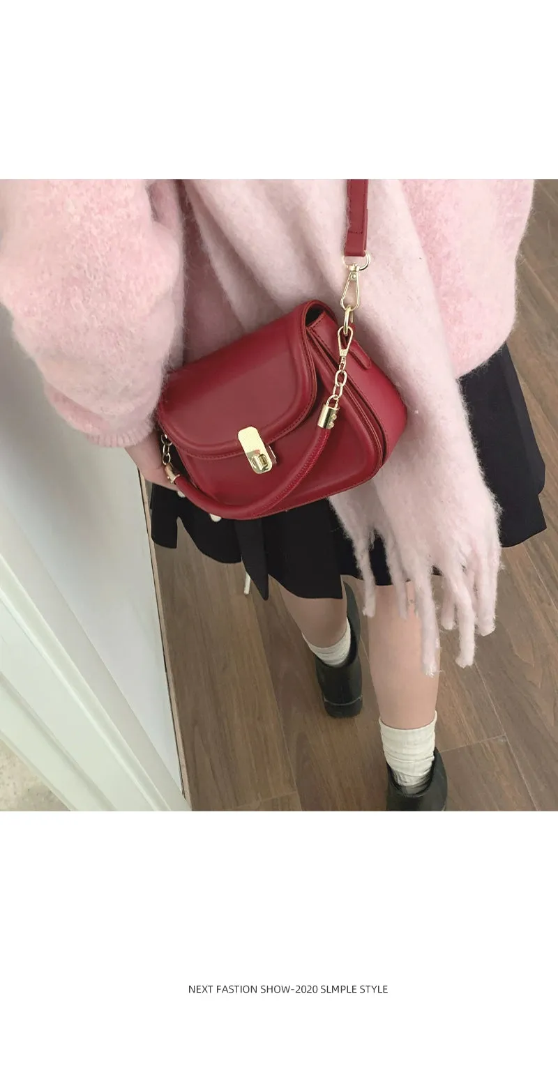 Women's New Year Red Fashion Satchel Small Square Bag