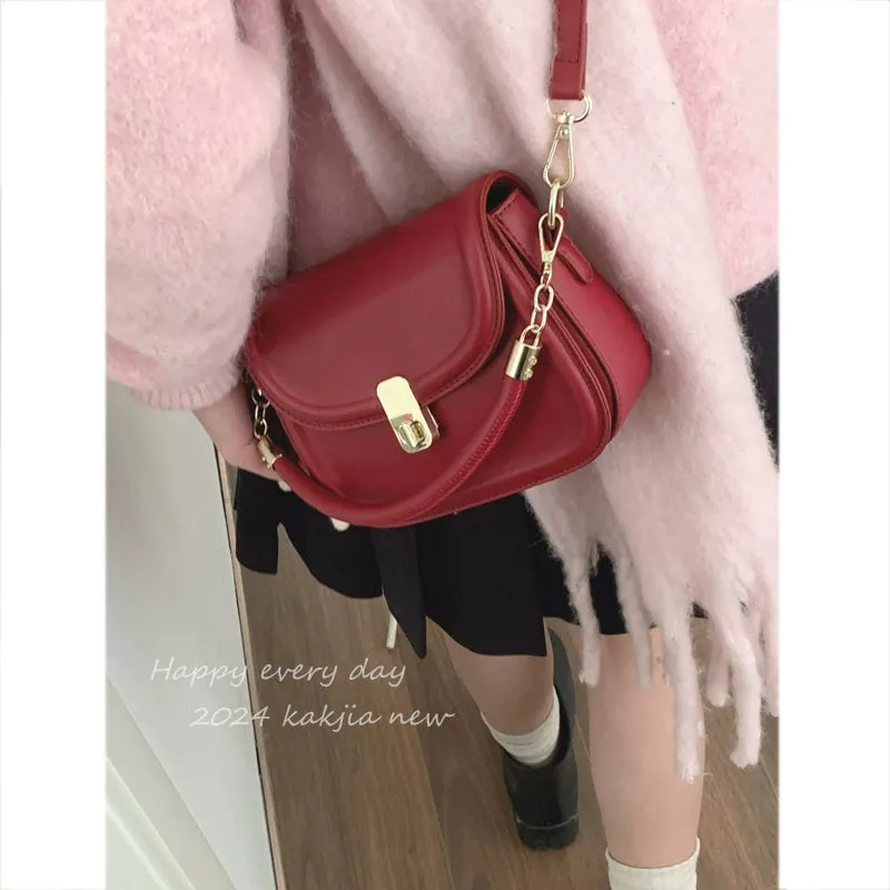 Women's New Year Red Fashion Satchel Small Square Bag