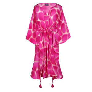 Zirafa Girafa Magenta Italian Silk Midi Kaftan